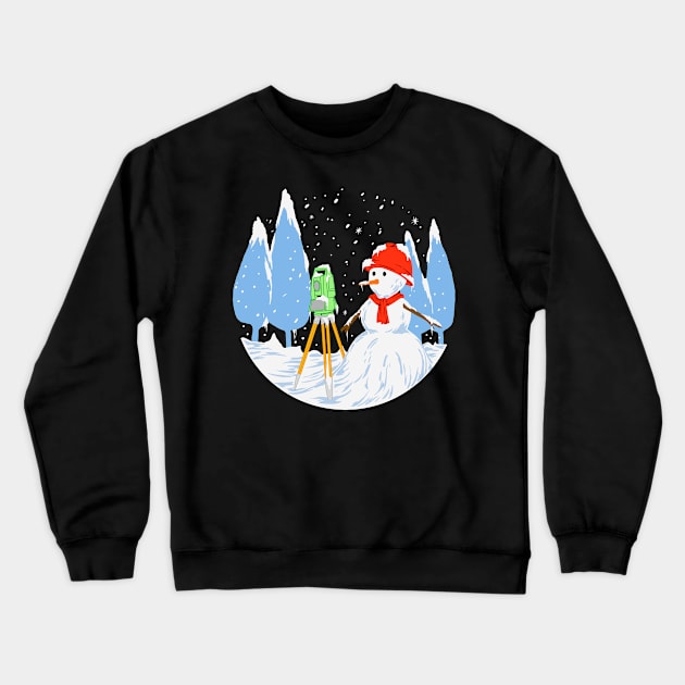 snowman surveyor Crewneck Sweatshirt by AZMTH CLOTHING